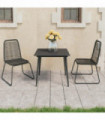 3 Piece Garden Dining Set PVC Rattan Black