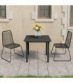 3 Piece Garden Dining Set PVC Rattan Black