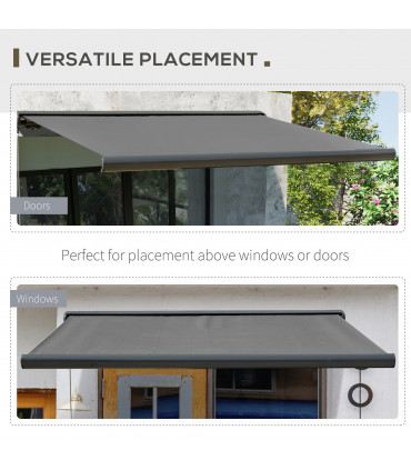 3x2.5m Electric Motorised Awning Door Window Shade w/ Cassette Grey