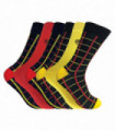 6 Pairs Funky Bamboo Socks (Squares Red / Yellow)