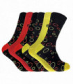 6 Pairs Funky Bamboo Socks (Circles Red / Yellow)