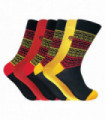 6 Pairs Funky Bamboo Socks (Fairisle Red / Yellow)