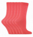 6 Pairs Ladies Plain Coloured Cotton Socks (PL30 Coral)