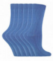 6 Pairs Ladies Plain Coloured Cotton Socks (PL30 Denim Blue)