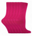 6 Pairs Ladies Plain Coloured Cotton Socks (PL30 Deep Fuchsia)