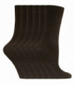 6 Pairs Ladies Plain Coloured Cotton Socks (PL30 Dark Brown)