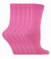 6 Pairs Ladies Plain Coloured Cotton Socks (PL30 Rose)