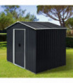 8 x 6ft Garden Storage Shed with Double Sliding Door Outdoor Grey