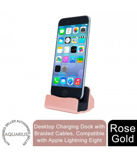 Aquarius Desktop Charging Dock with Braided Cables, Rose Gold