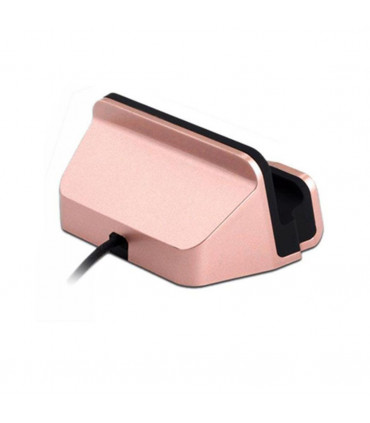 Aquarius Desktop Charging Dock with Braided Cables, Rose Gold