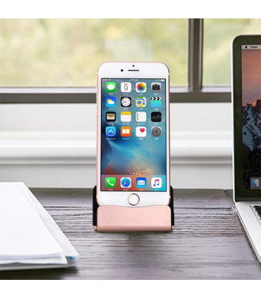 Aquarius Desktop Charging Dock with Braided Cables, Rose Gold