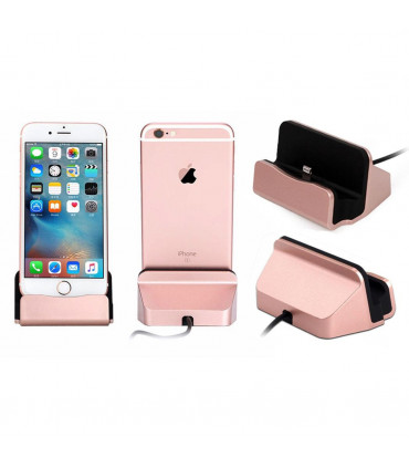 Aquarius Desktop Charging Dock with Braided Cables, Rose Gold