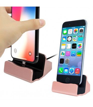 Aquarius Desktop Charging Dock with Braided Cables, Rose Gold