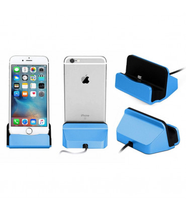 Aquarius Desktop Charging Dock with Braided Cables, Blue