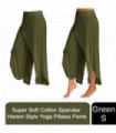 Aquarius Super Soft Modal Spandex Yoga Pilates Pants, Green S