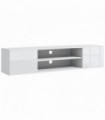 TV Unit White Melamine High Gloss 140L x 30W x 30H cm Shelves Cabinets Storage