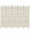 Hand carved 5-Panel Room Divider White 200x165 cm Solid Mango Wood