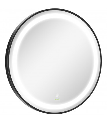 LED Smart Bathroom Mirror Wall Mounted Round Vanity Mirror w/ Lights, Black