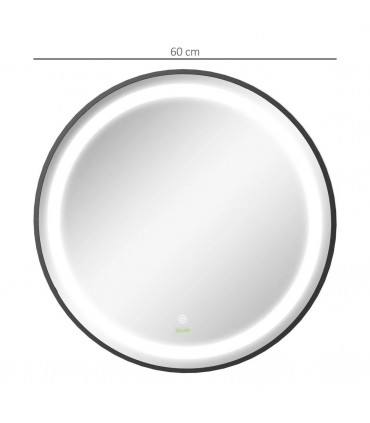 LED Smart Bathroom Mirror Wall Mounted Round Vanity Mirror w/ Lights, Black