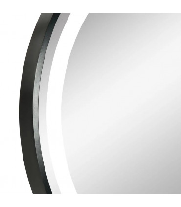 LED Smart Bathroom Mirror Wall Mounted Round Vanity Mirror w/ Lights, Black
