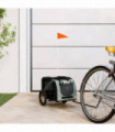 vidaXL Pet Bike Trailer Grey and Black Oxford Fabric and Iron