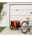 vidaXL Pet Bike Trailer Orange and Black Oxford Fabric and Iron