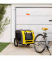 vidaXL Pet Bike Trailer Yellow and Grey Oxford Fabric&Iron