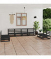 vidaXL 8 Piece Garden Lounge Set Black Solid Pinewood
