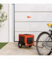 vidaXL Pet Bike Trailer Orange and Black Oxford Fabric&Iron