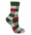 Ladies Checkered Wool / Silk Blend Socks (15 Green / Red)