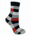 Ladies Checkered Wool / Silk Blend Socks (16 Navy / Red)