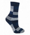 Ladies Checkered Wool / Silk Blend Socks (18 Grey / Navy)