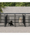 Outdoor Dog Kennel with Roof Steel 11.26 m²