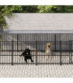 Outdoor Dog Kennel with Roof Steel 11.26 m²