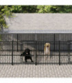 Outdoor Dog Kennel with Roof Steel 11.26 m²