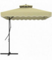 Outsunny 2.5m Square Cantilever Garden Parasol Umbrella with Cross Base, Beige