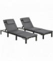 Outsunny 2 Pieces Rattan Sun Loungers with Padded Cushion for Poolside Dark Grey