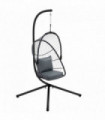 Outsunny PE Hanging Swing Chair w/ Cushion, Patio Hanging Chair, Grey