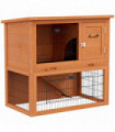 PawHut Wooden Rabbit Hutch, 80cm Antiseptic Outdoor, for 1-2 Rabbits - Orange