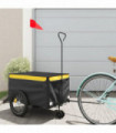 vidaXL Bike Trailer Black and Yellow 30 kg Iron