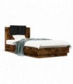 vidaXL Bed Frame with Headboard Smoked Oak 100x200 cm Engineered Wood