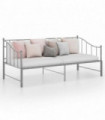 Pull-out Sofa Bed Frame Grey Metal 90x200 cm