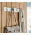 Quality Heavy Duty 4 Double Coat Hooks Wall Or Door Mountable White Wooden Board With FREE Fixings