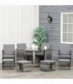 Rattan Furniture Set Wicker Weave Patio Dining Table Seat Mixed Grey