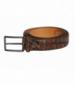 Vegas Brown Blue Leather Men Belt_34/85