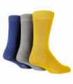 Wildfeet - Mens 3pk Plain Socks (7-11 / Grey / Yellow)