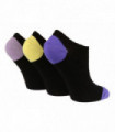 Wildfeet - Ladies 3pk Trainer Socks (4-8 / Black / Purple H&T)