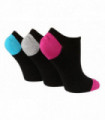 Wildfeet - Ladies 3pk Trainer Socks (4-8 / Black / Pink H&T)