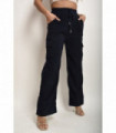 Wide Leg Drawstring Waist Flap Pocket Trouser