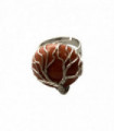 Wire Wrapped Tree of Life Ring, 2cm, Red Goldstone